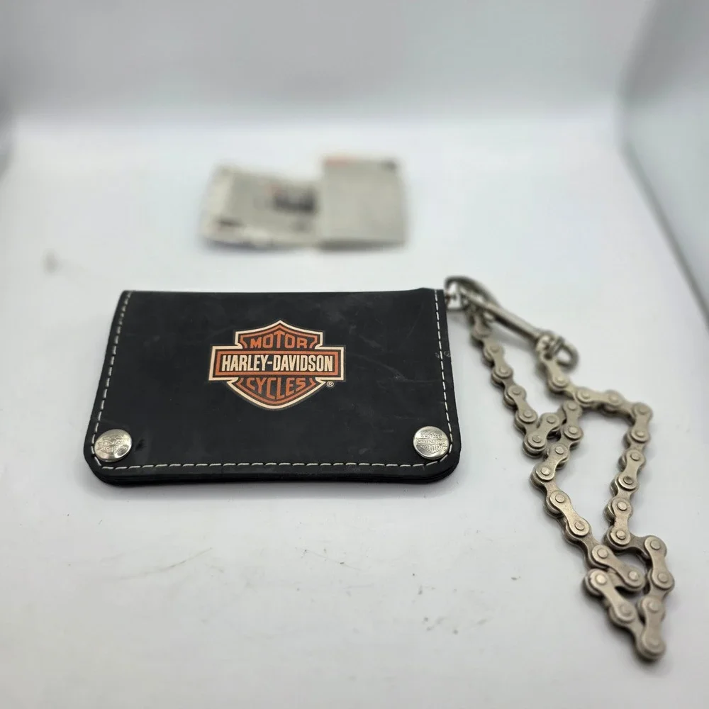 Harley Davidson Littlearth Recycled Rubber Chain Wallet Black Biker Bar Shield